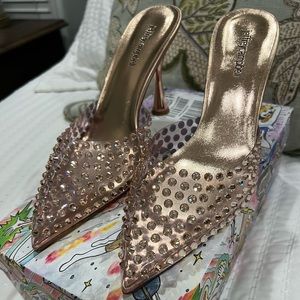 NIB Jeffery Campbell Rose Gold Ziva Rhinestone Heels size 9.5